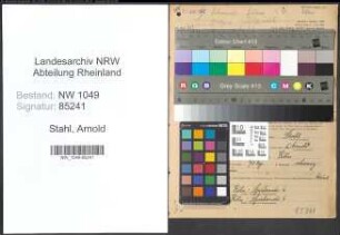 Entnazifizierung Arnold Stahl , geb. 01.04.1901 (Lagerist)