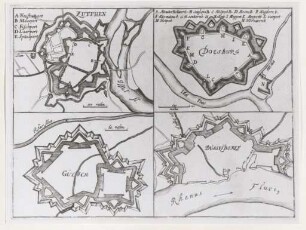 Plan der Befestigungen von Düsseldorf, Jülich, Zuthpen, Doesburg 1689/92