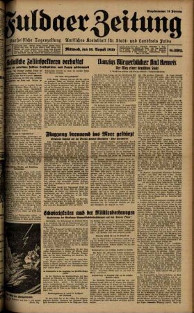 Ausgabe vom Mittwoch, den 16. August 1939.