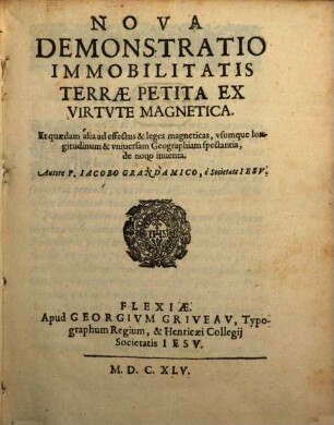 Nova demonstratio immobilitatis terrae