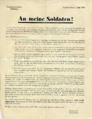 Flugblatt mit einem Aufruf des Festungskommandanten an die Besatzung der Festung Dünkirchen