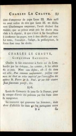 Charles Le Chauve, Cinquieme Empereur.