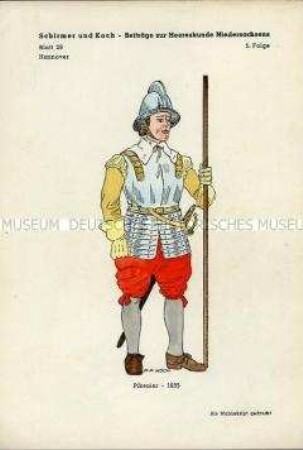 Uniformdarstellung, Pikenier, Kurfürstentum Hannover, 1635.