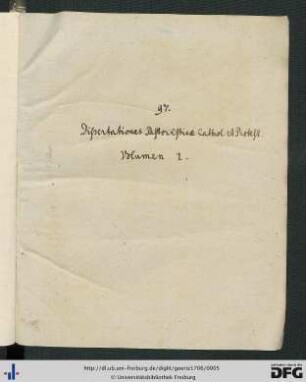 Handschriftliches Titelblatt des gesamten Bandes.