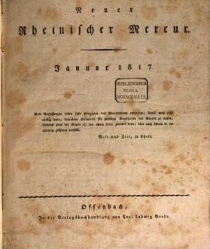 Neuer rheinischer Merkur. 1817