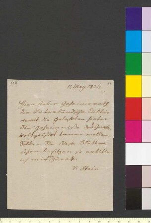 Brief von Stein, Charlotte von an Goethe, Johann Wolfgang von