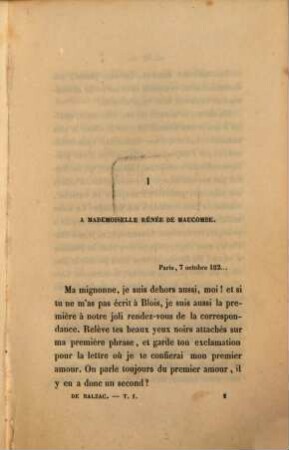 Mémoires de deux jeunes mariées, 1
