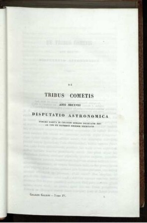 De Tribus Cometis Anni MDCXVIII Disputatio Astronomica.
