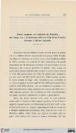 4.Ser.5.1887: Nuove scoperte nel cimitero di Priscilla, nel luogo ove è il notissimo affresco della beata Vergine lattante il divino figliuolo