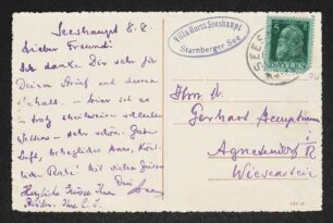 Brief von Paul Jonas an Gerhart Hauptmann