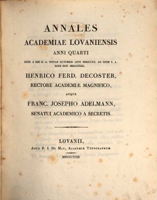 Annales Academiae Lovaniensis. 4. 1820/21 (1822)