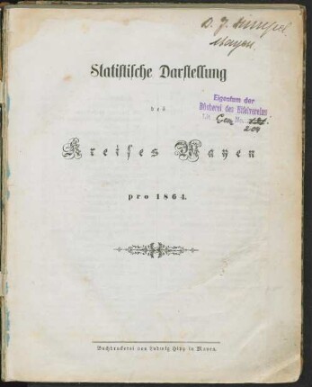 Statistische Darstellung des Kreises Mayen pro 1864