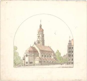 Dolmetsch, Heinrich; Stuttgart; Markuskirche - Südwestseite (Perspektive)