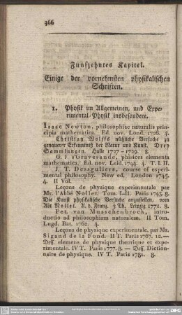 Fünfzenhtes Kapitel. Einige der vornehmsten physikalischen Schriften