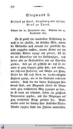 Siegmund II. Bischof zu Gurk, Augsburg und Trient. Graf zu Tyrol