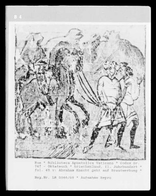 Codex Gr. 747 - Oktateuch — Abraham Knecht geht auf Brautwerbung, Folio fol. 45 v