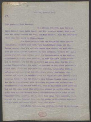 Brief an Heinrich Dessauer : 10.02.1917