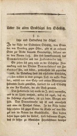 Ueber die heidnischen Grabhuegel bey Scheßlitz und andere im alten Regnitzgau