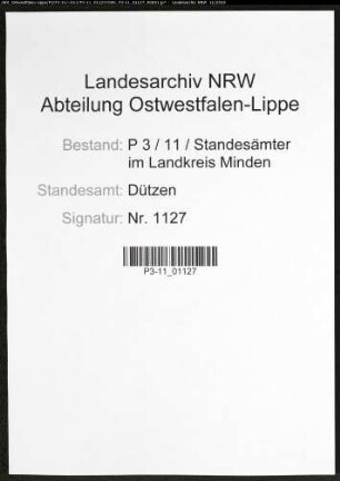 Sterberegister Standesamt Dützen