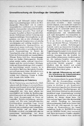 Umweltforschung als Grundlage der Umweltpolitik