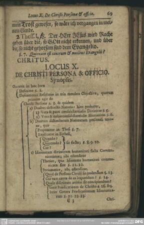 Locus X. De Christi Persona & Officio