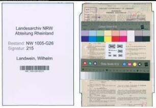 Entnazifizierung Wilhelm Landwein , geb. 22.10.1886 (Steuerinspektor)