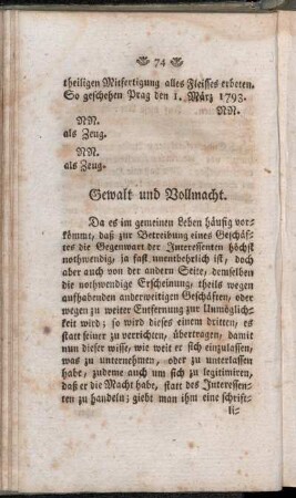 Gewalt und Vollmacht.