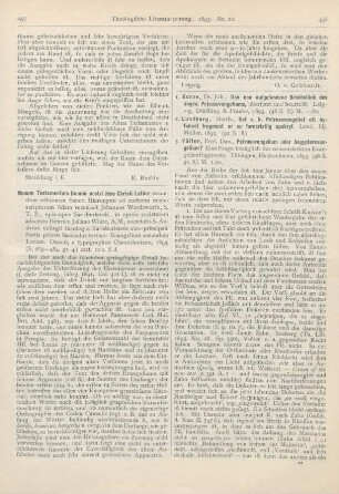 498-504 [Rezension] Völter, Dan., Petrusevangelium oder Aegypterevangelium? Eine Frage bezüglich des neuentdeckten Evangelienfragments