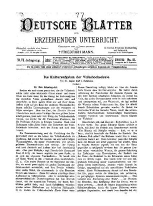 Die Kulturaufgaben der Volkshochschule : (Schluß)