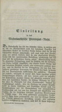 Einleitung in das Niederlausitzsche Provinzial-Recht.