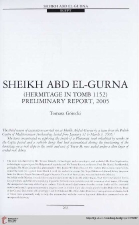17: Sheikh Abd el-Gurna : (hermitage in tomb 1152) preliminary report, 2005
