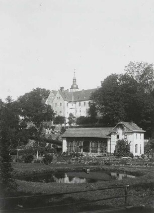 Pfaffroda. Schloss. Südseite mit Gärtnerhaus mit angebauter Orangerie