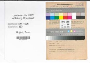 Entnazifizierung Ernst Hoppe , geb. 17.01.1887 (Magazinverwalter)