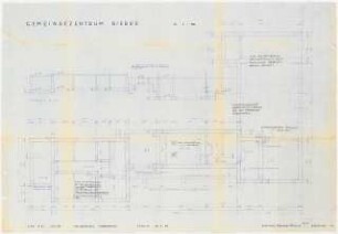 Gemeindezentrum Bierde: Keller, Fundamentplan, Grundriss, Schnitt 1:50