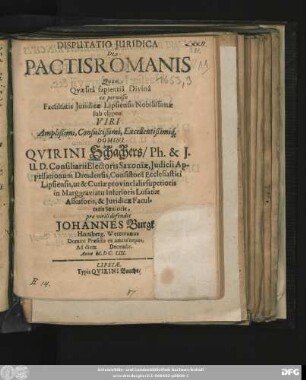 Disputatio Iuridica De Pactis Romanis