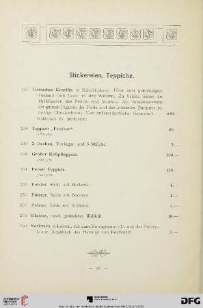 Stickereien, Teppiche (Nr. 247-256)