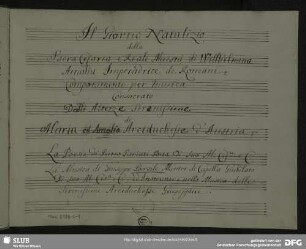Il giorno natalizio dell’imperatrice Amalia Wilhelmina - Mus.2196-L-1 : V (5), bc