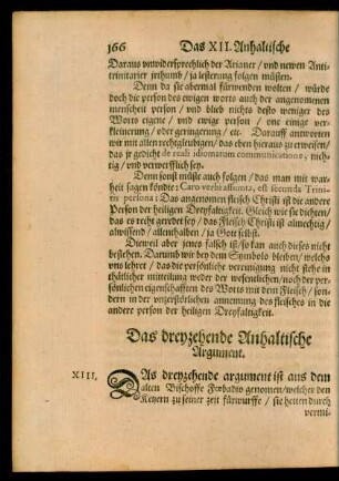 Das dreyzehende Anhaltische Argument.