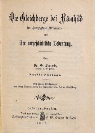 Die Gleichberge bei Römhild im Herzogtum Meiningen und ihre vorgeschichtliche Bedeutung