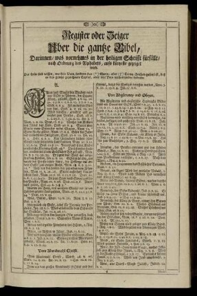 Register oder Zeiger Uber die ganze Bibel, Darinnen, was vornehmes in der heiligen Schrifft fürfällt / nach Ordnung des Alphabets, auffs kürzeste gezeiget wird.