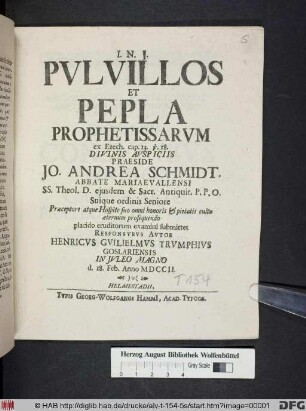 Pvlvillos Et Pepla Prophetissarvm ex Ezech. cap. 13. v. 18.