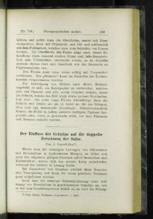 Der Einfluss der Gelatine auf die doppelte Zersetzung der Salze