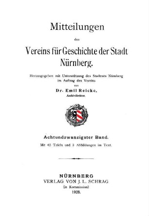 Mitteilungen des Vereins für Geschichte der Stadt Nürnberg. 28, 28. 1928