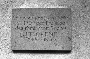 Freiburg im Breisgau: Gedenktafel für Prof. Otto Lenel