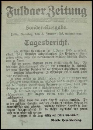 Ausgabe vom Sonntag, den 03. Januar 1915.