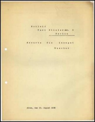 E. Buschor an H. Schleif