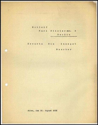 E. Buschor an H. Schleif