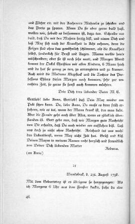 25 Wandsbeck, d. 23t. August 1798.