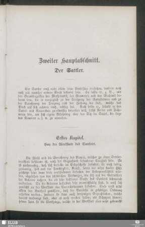 Zweiter Hauptabschnitt. Der Sattler