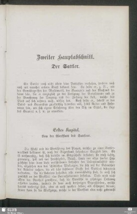 Zweiter Hauptabschnitt. Der Sattler